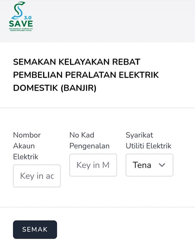 Elektrik banjir rebat Rebat RM500