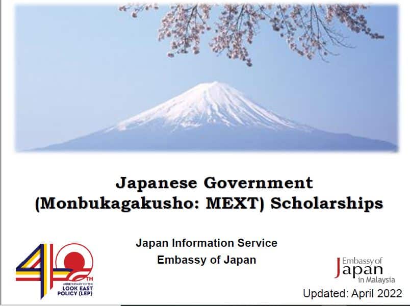 Biasiswa Tajaan Kerajaan Jepun 2023 Monbukagakusho Mext Ijazah Sarjana Muda