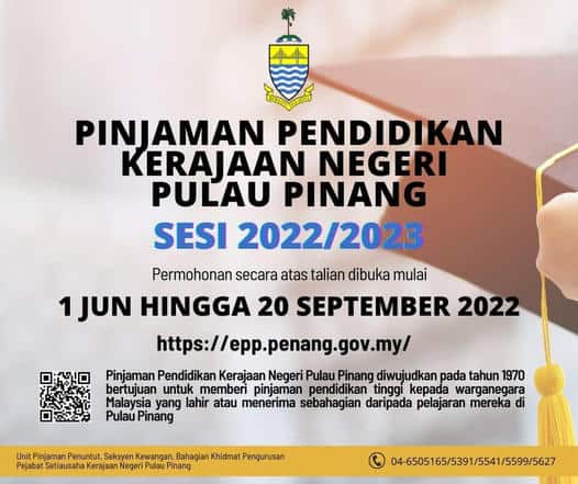 Pinjaman Pendidikan Kerajaan Negeri Pulau Pinang 2022