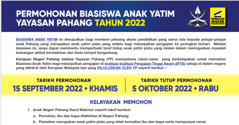 Biasiswa Anak Yatim Yayasan Pahang