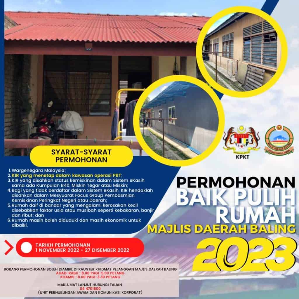 Bantuan Baik Pulih Rumah Majlis Daerah Baling 2023