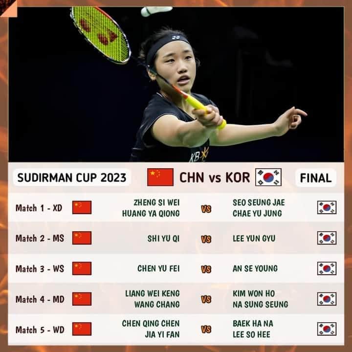 piala sudirman 2023 live final china vs korea