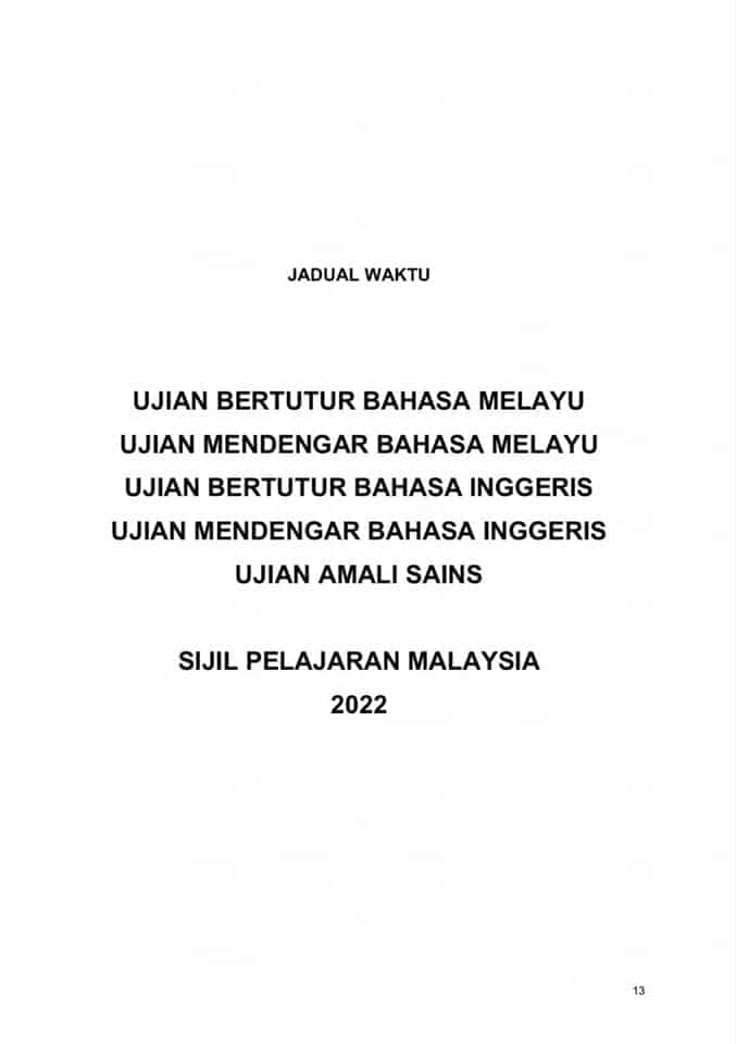 Jadual SPM 2023