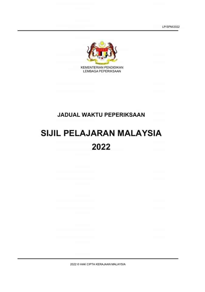 Jadual SPM 2023